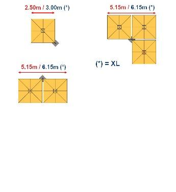 Solero opstellingen Prostor muurparasols